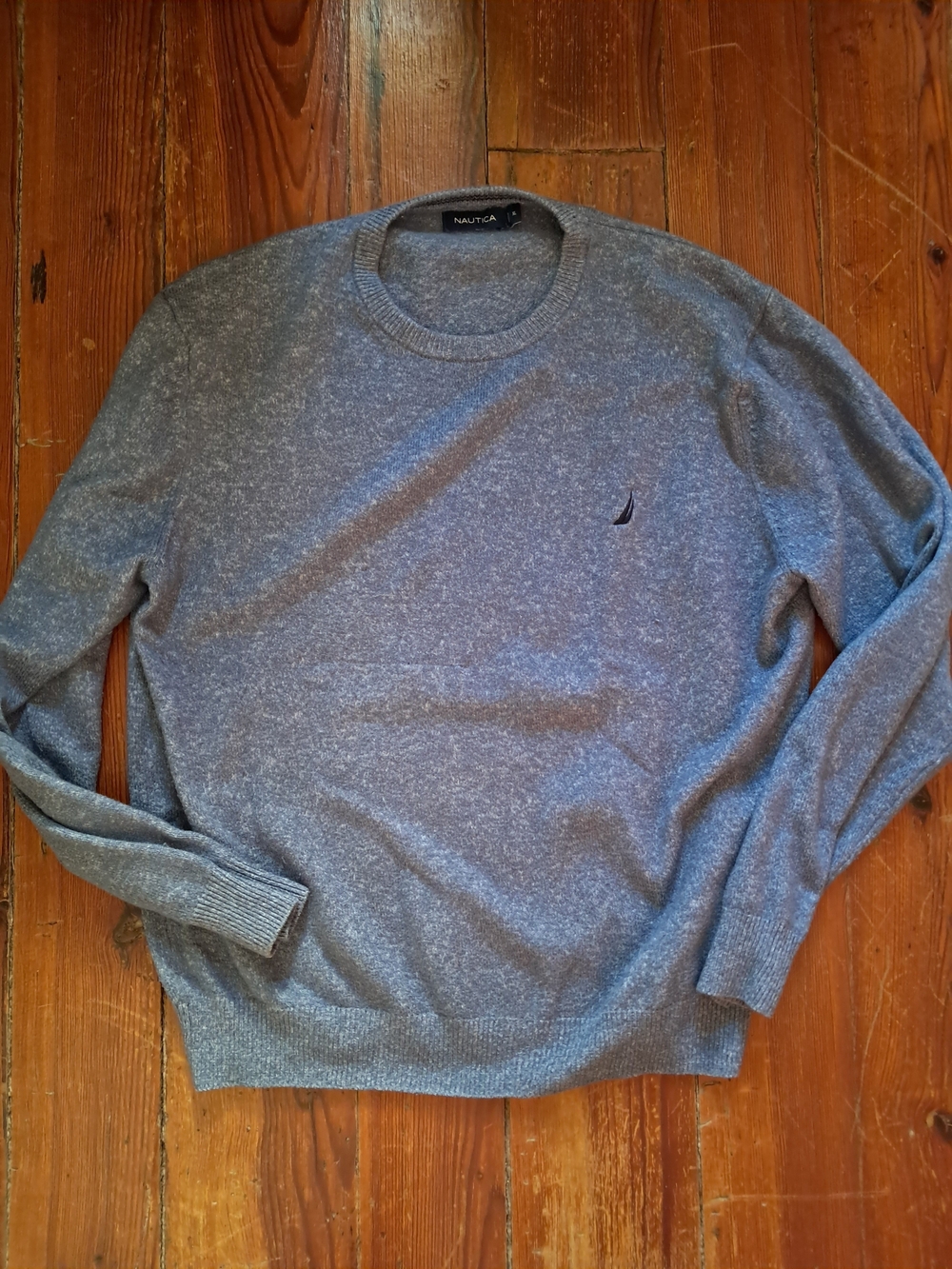 Nautica Men's Heathered Blue Crewneck Sweater